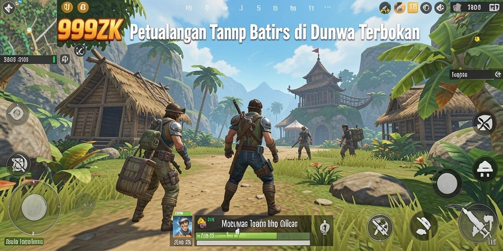 Screenshot gameplay 999ZK menampilkan petualangan epik di dunia terbuka.