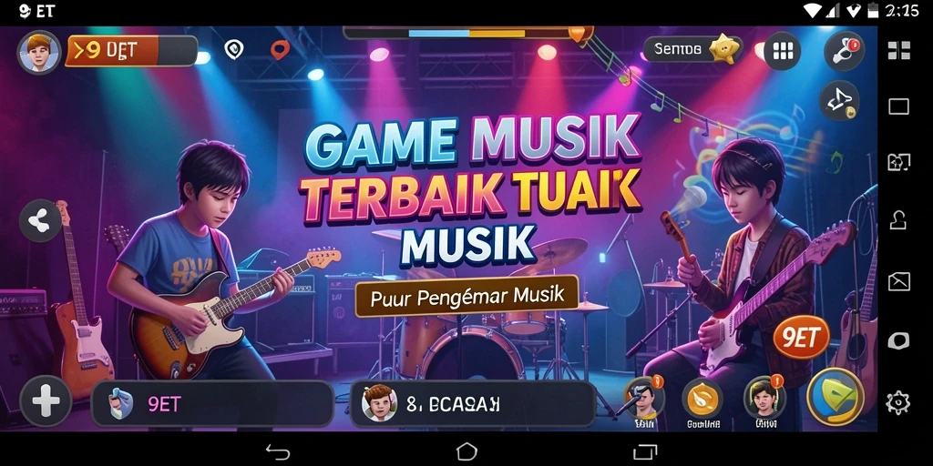 Tampilan gameplay 9ET yang menarik dengan berbagai lagu terkenal.