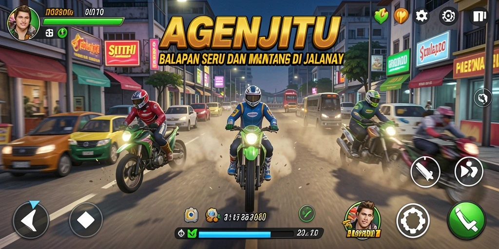 Tampilan gameplay AGENJITU yang seru dan menegangkan saat balapan.