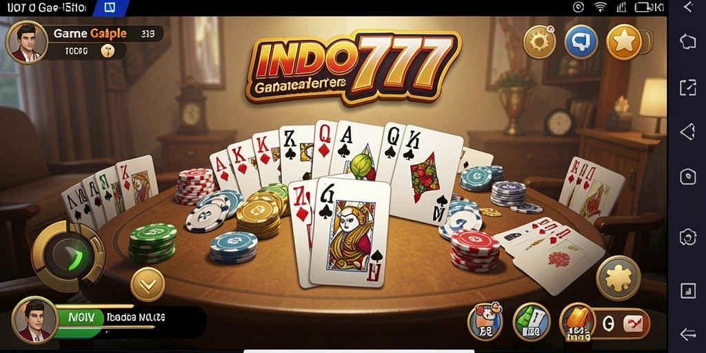 Screenshot INDO777 menampilkan serunya permainan Gaple dengan antarmuka yang menarik.