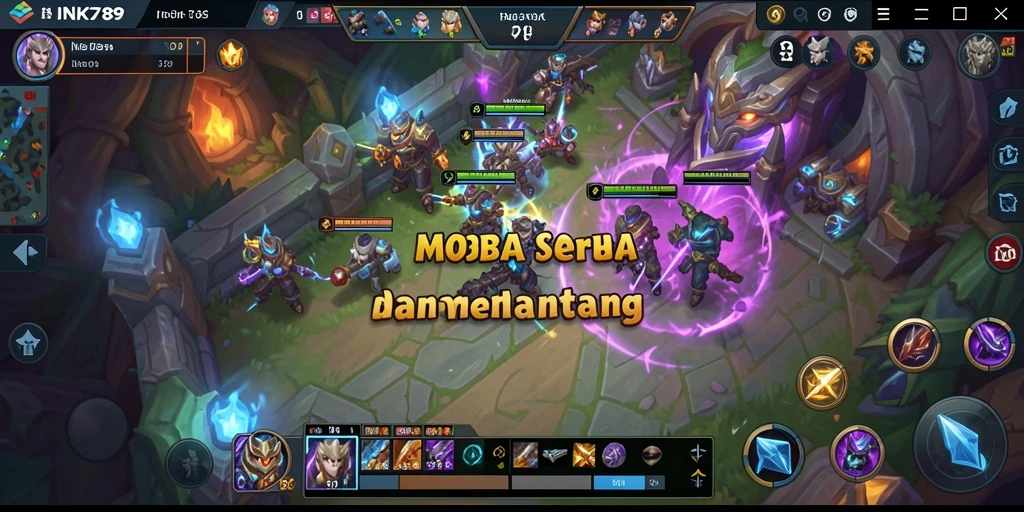 Gameplay mendebarkan dalam pertarungan MOBA yang intens