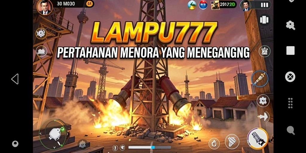Screenshot gameplay LAMPU777 yang menampilkan pertahanan menara yang strategis.