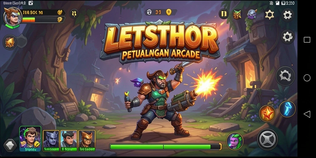 Tampilan gameplay LETSTHOR yang menantang dan penuh aksi.