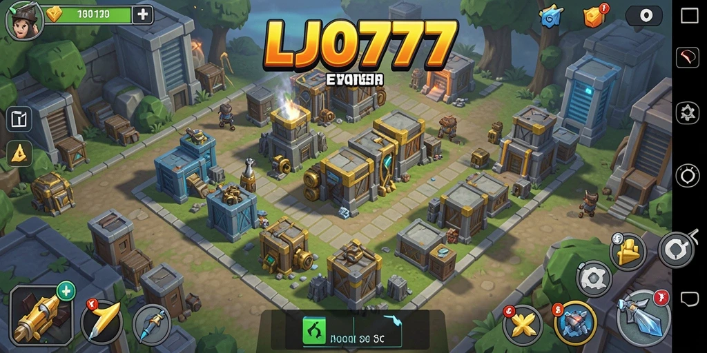 Tangkapan layar utama LJO777 menampilkan aksi seru gameplay Tower Defense.