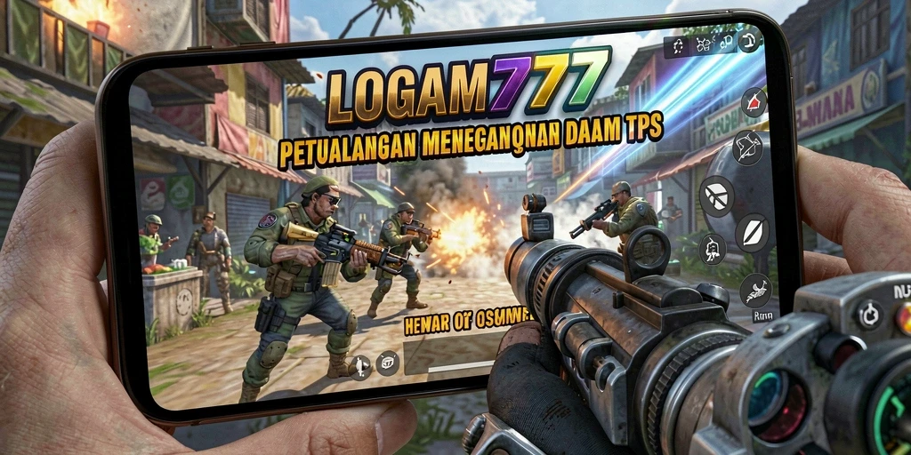 Tangkapan layar utama LOGAM777 menampilkan aksi pertarungan TPS yang intens.