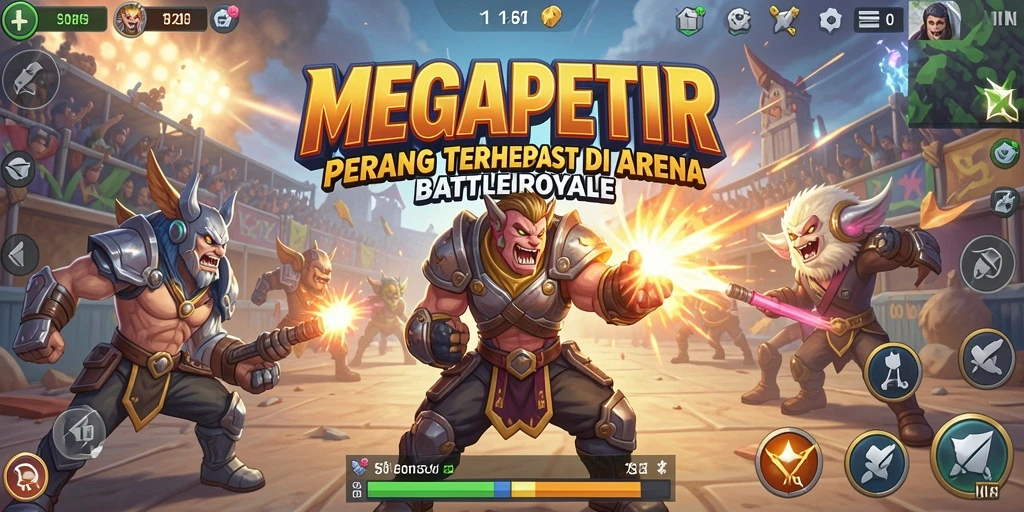 Gameplay seru di MEGAPETIR dengan aksi Battle Royale mendebarkan.