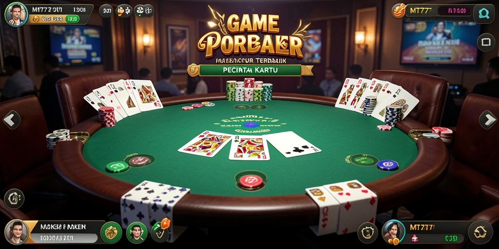 Screenshot gameplay Poker MT777 menampilkan aksi seru antar pemain.