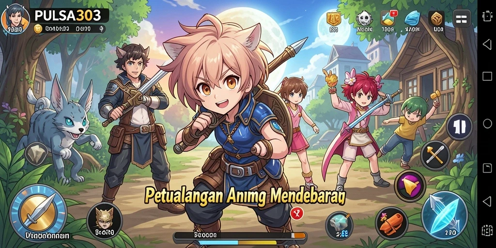Tangkapan layar PULSA303 menampilkan karakter Anime dalam pertarungan seru.