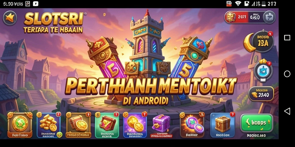 Screenshot utama SLOTSRI menampilkan gameplay pertahanan menara yang seru.