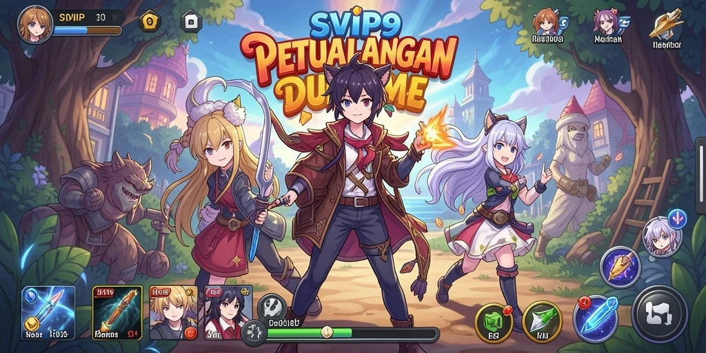 Tampilan gameplay SVIP9 dengan aksi karakter anime yang menarik.