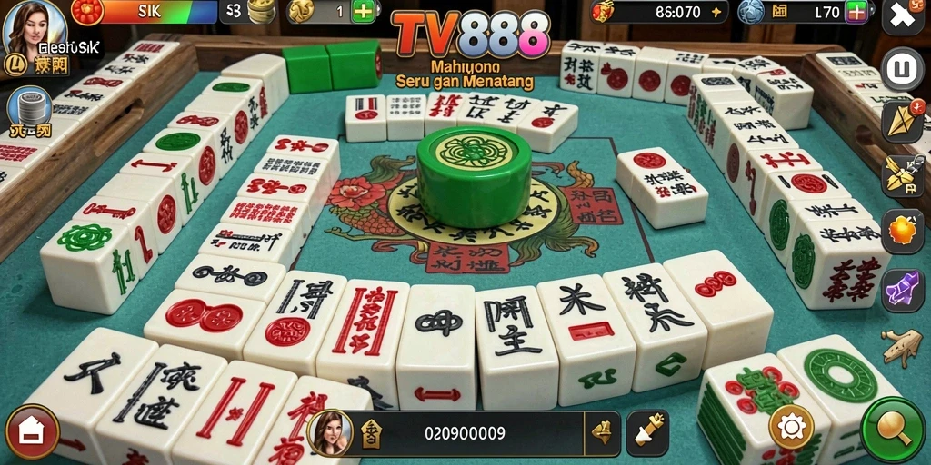 Screenshot gameplay TV888 yang menampilkan momen seru saat mencocokkan ubin Mahjong.