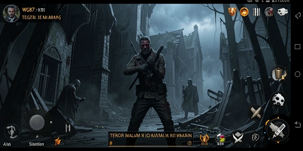 Tangkapan layar gameplay WG87 menunjukkan saat menegangkan di dunia horor.